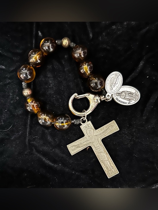 Jewelry - Rosary Bracelet with St Peregrine and St Mary medals